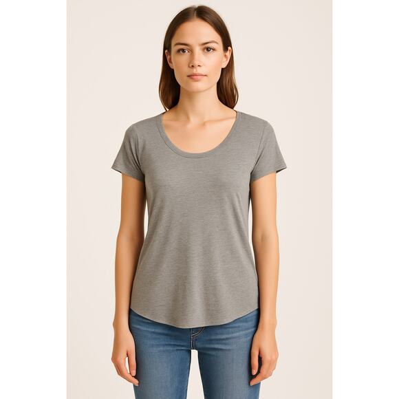 Helmut Lang Grey Modal Jersey Scoop T-Shirt Large Quiet Luxury Minimalist Layer - Picture 1 of 6